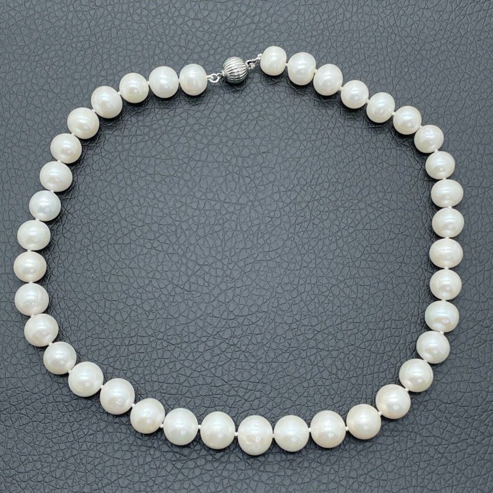 Imperial Pearls Necklace White 9.5 - 11.5mm Cultured Freshwater Sterling Silver - Picture 4 of 9